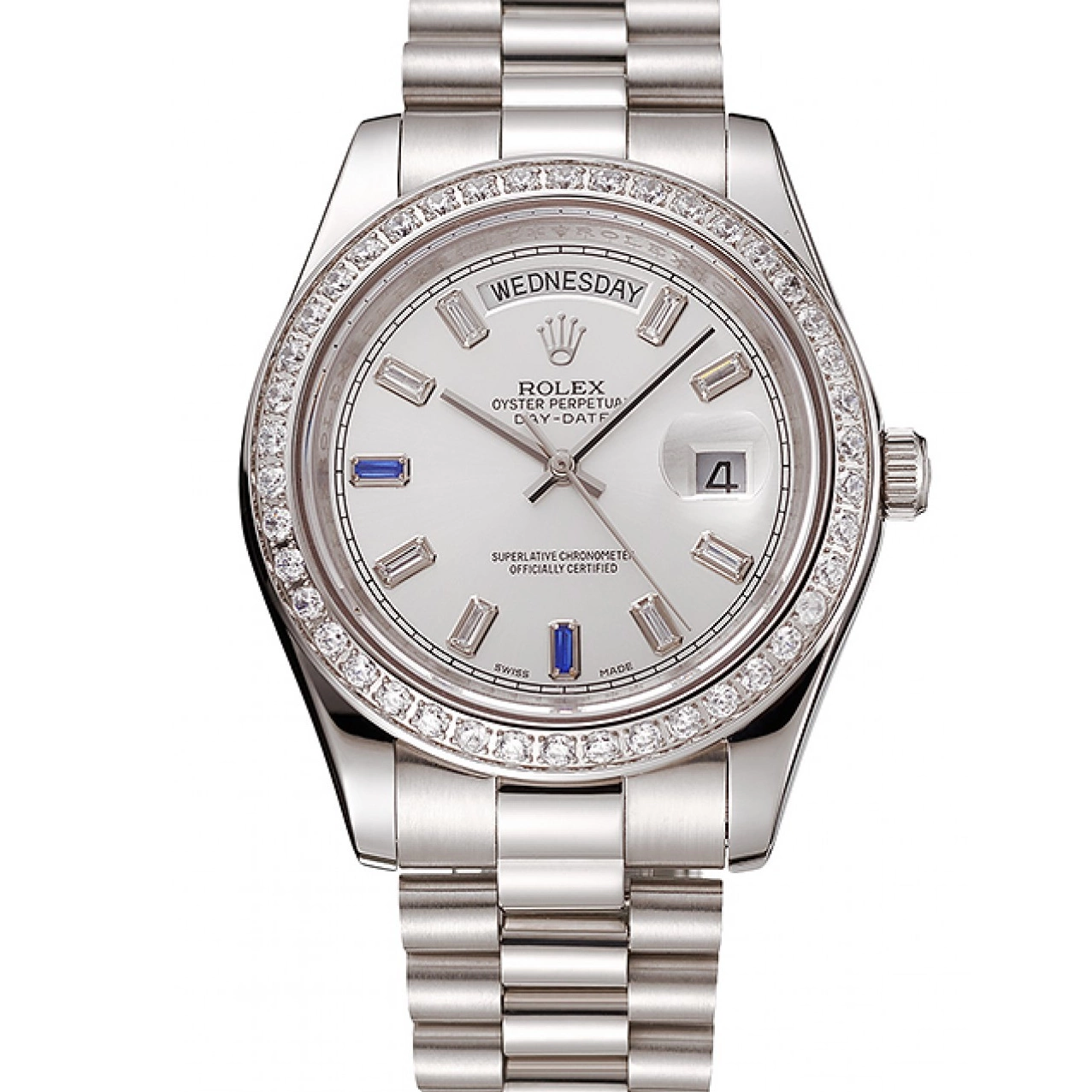 Staineless Steel Bezel Rolex Day-Date 1454109 Diamonds Bracelet Swiss 0729